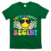 Retro Smiley Emoji Field Day Let The Games Begin T-Shirt - Green