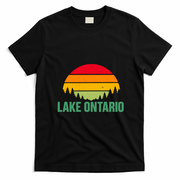 Retro Sunset Great Lakes Lake Ontario T-Shirt - Black