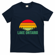 Retro Sunset Great Lakes Lake Ontario T-Shirt - Navy Blue