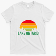 Retro Sunset Great Lakes Lake Ontario T-Shirt - White
