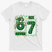 Retro St Patrick's Lucky 67 Six Seven 6-7 Meme T-Shirt - White