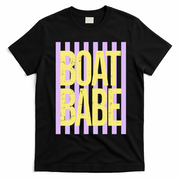 Retro Stripes Sunshine Boat Babe T-Shirt - Black