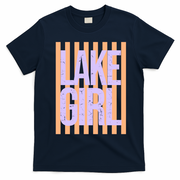 Retro Stripes Sunshine Lake Girl T-Shirt - Navy Blue