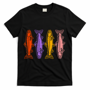 Rainbow Trout Fish Retro 80s T-Shirt - Black