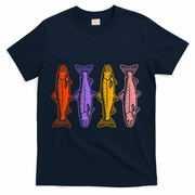 Rainbow Trout Fish Retro 80s T-Shirt - Navy