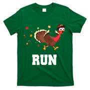 Run Turkey Funny Thanksgiving T-Shirt - Green