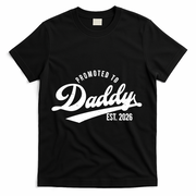 Retro Vintage Promoted To Daddy EST 2026 New Father T-Shirt - Black