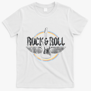 Retro Vintage Rock & Roll Guitar Wings Music Concert Band T-Shirt - White