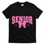 Senior 2026 Coquette Pink Bow Graduation Graduate T-Shirt - Black