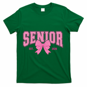 Senior 2026 Coquette Pink Bow Graduation Graduate T-Shirt - Green