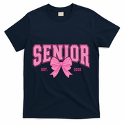 Senior 2026 Coquette Pink Bow Graduation Graduate T-Shirt - Navy