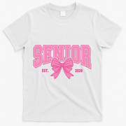 Senior 2026 Coquette Pink Bow Graduation Graduate T-Shirt - White