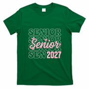 Senior 2027 Pink Bows Class Spirit Celebration T-Shirt - Irish Green
