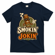 Smokin' And Jokin' Cool Cigar Humor Smokers T-Shirt - Navy Blue