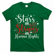 Stars And Stripes Human Rights Back And Front T-Shirt - Green