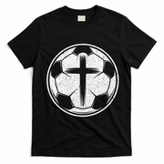 Soccer Ball Christian Cross T-Shirt - Black