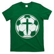 Soccer Ball Christian Cross T-Shirt - Irish Green