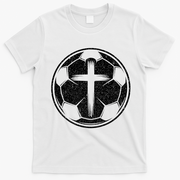 Soccer Ball Christian Cross T-Shirt - White