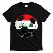 Soccer Ball Iraq Flag Iraqi T-Shirt - Black