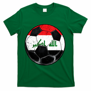 Soccer Ball Iraq Flag Iraqi T-Shirt - Green