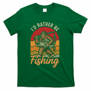 Sasquatch Bigfoot I'd Rather Be Fishing T-Shirt - Green