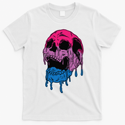 Subtle Bisexual Skull Bi Pride Flag Bisexuality T-Shirt - White