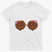 Summer Coconut Bra Halloween Costume Hawaii Aloha Beach T-Shirt - White