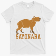 Sayonara Capybara Cartoon Animal Lovers T-Shirt - White