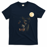 Scary Cool Halloween Werewolf Lychan Trick Or Treat Party T-Shirt - Navy Blue