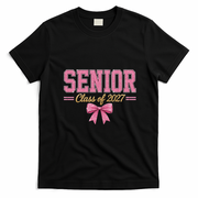 Senior Class Of 2027 Cute Bow Graduation T-Shirt - Black