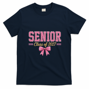 Senior Class Of 2027 Cute Bow Graduation T-Shirt - Navy Blue