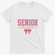 Senior Class Of 2027 Cute Bow Graduation T-Shirt - White