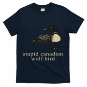 Stupid Canadian Wolf Bird T-Shirt - Navy