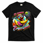 Slammin Duckin Dinks Funny Pickleball Rubber Duck T-Shirt - Black