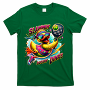 Slammin Duckin Dinks Funny Pickleball Rubber Duck T-Shirt - Green
