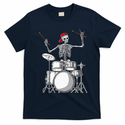Skeleton Drummer Halloween Costume Playing Drums Gift T-Shirt - Navy Blue