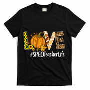Special Education Teacher Love Fall Leopard Halloween Autumn Gift T-Shirt - Black