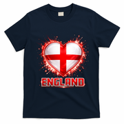 Soccer Football England Heart World Fan T-Shirt - Navy Blue