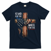 Stand For The Flag Kneel For The Cross Patriotic Christian T-Shirt - Navy