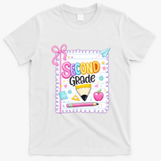 Second Grade Coquette Pencil First Day Of School T-Shirt - White