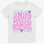 Stripped Give Grace T-Shirt - White