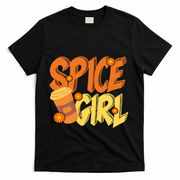 Spice Girl Pumpkin Coffee Lover Fall T-Shirt - Black