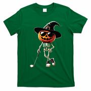 Skeleton Golf Pumpkin Golfing Golfer Halloween Costume Idea T-Shirt - Irish Green