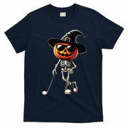 Skeleton Golf Pumpkin Golfing Golfer Halloween Costume Idea T-Shirt - Navy Blue
