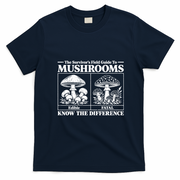 Survivors Guide To Mushrooms Know The Difference T-Shirt - Navy Blue