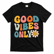 Summer Good Vibes Only Groovy Retro Beach Hawaii Vacation T-Shirt - Black