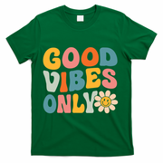 Summer Good Vibes Only Groovy Retro Beach Hawaii Vacation T-Shirt - Green