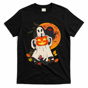 Spooky Halloween Autumn Ghost Jackolantern T-Shirt - Black