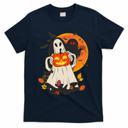 Spooky Halloween Autumn Ghost Jackolantern T-Shirt - Navy