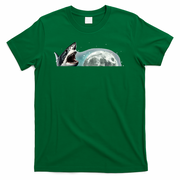 Sharks Howling At Moon Cosmic Space T-Shirt - Irish Green